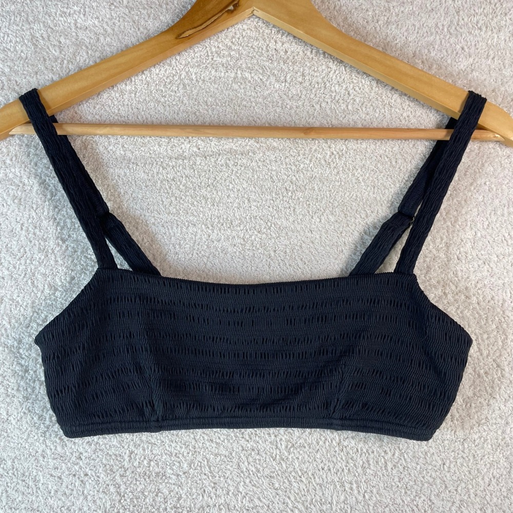 faherty bandeau bikini top crinkled black S eco-conscious quiet luxury swimwear